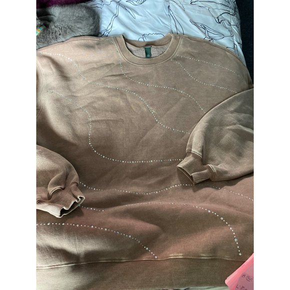 Women's Plus Size Oversized Dad Sweatshirt Wild Fable Brown 1X - Picture 5 of 7